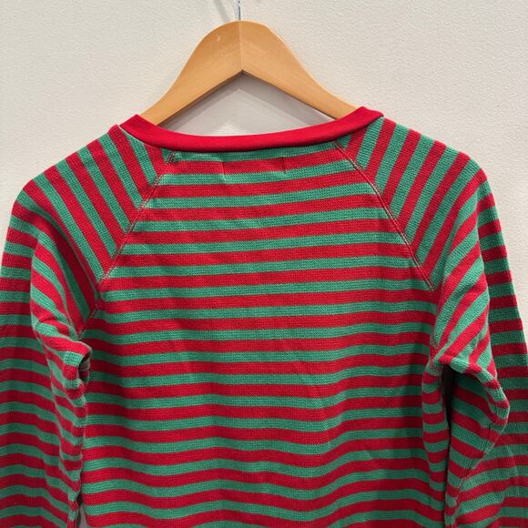 Lake Pajamas Waffle Henley Joggers Mistletoe Red Green Stripe Holiday Christmas - Picture 6 of 14